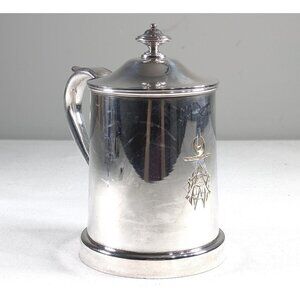 Vintage silver plated Scottish Clan Tankard monogram ACW lidded Tankard, Metal